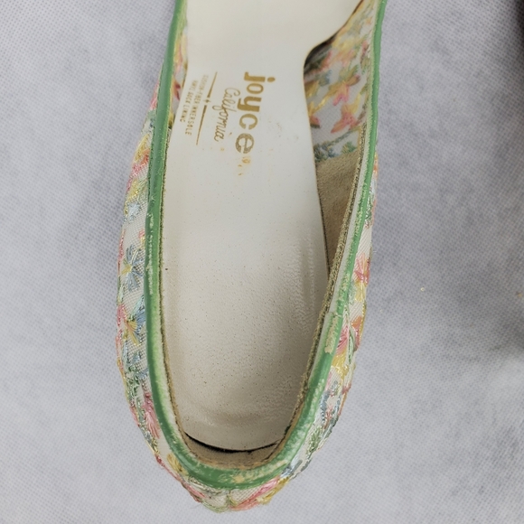 Vtg Floral Lace Joyce Heels Pastel California Sz 8 - Picture 10 of 13